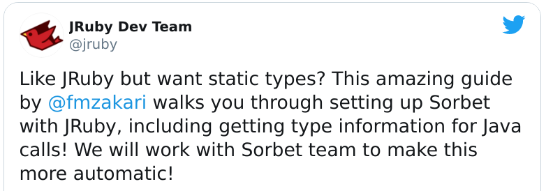 JRuby Sorbet Tweet